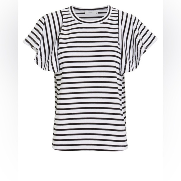 A.L.C. Sz XL Carrie Black White Stripes Flared Sleeve Top - Picture 9 of 9